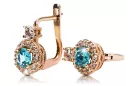 Earrings Aquamarine 14K Rose gold Vintage Jewlery cec003r